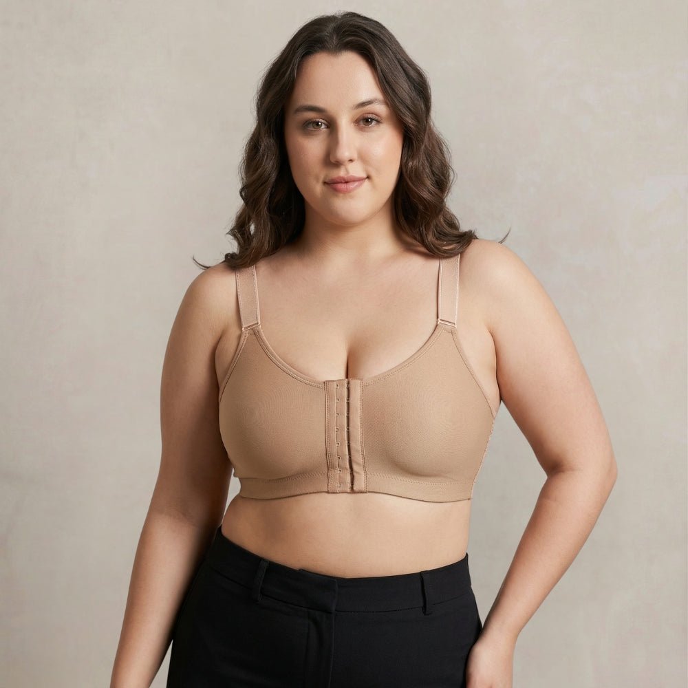 Posture Correction Bra for Women | Breathable Spacer Fabric Cups | Back Support Mesh | Wireless Full Coverage Bra | Daily Wear Comfort Bra for All-Day Support | Nude