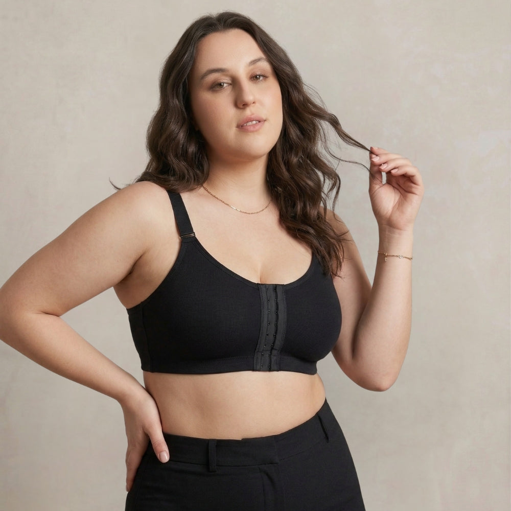 Posture Correction Bra for Women | Breathable Spacer Fabric Cups | Back Support Mesh | Wireless Full Coverage Bra | Daily Wear Comfort Bra for All-Day Support | Black