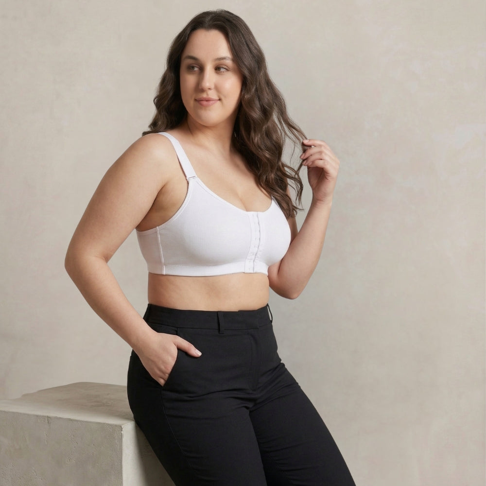 Posture Correction Bra for Women | Breathable Spacer Fabric Cups | Back Support Mesh | Wireless Full Coverage Bra | Daily Wear Comfort Bra for All-Day Support | White