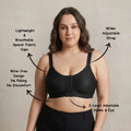 Posture Correction Bra for Women | Breathable Spacer Fabric Cups | Back Support Mesh | Wireless Full Coverage Bra | Daily Wear Comfort Bra for All-Day Support | Black