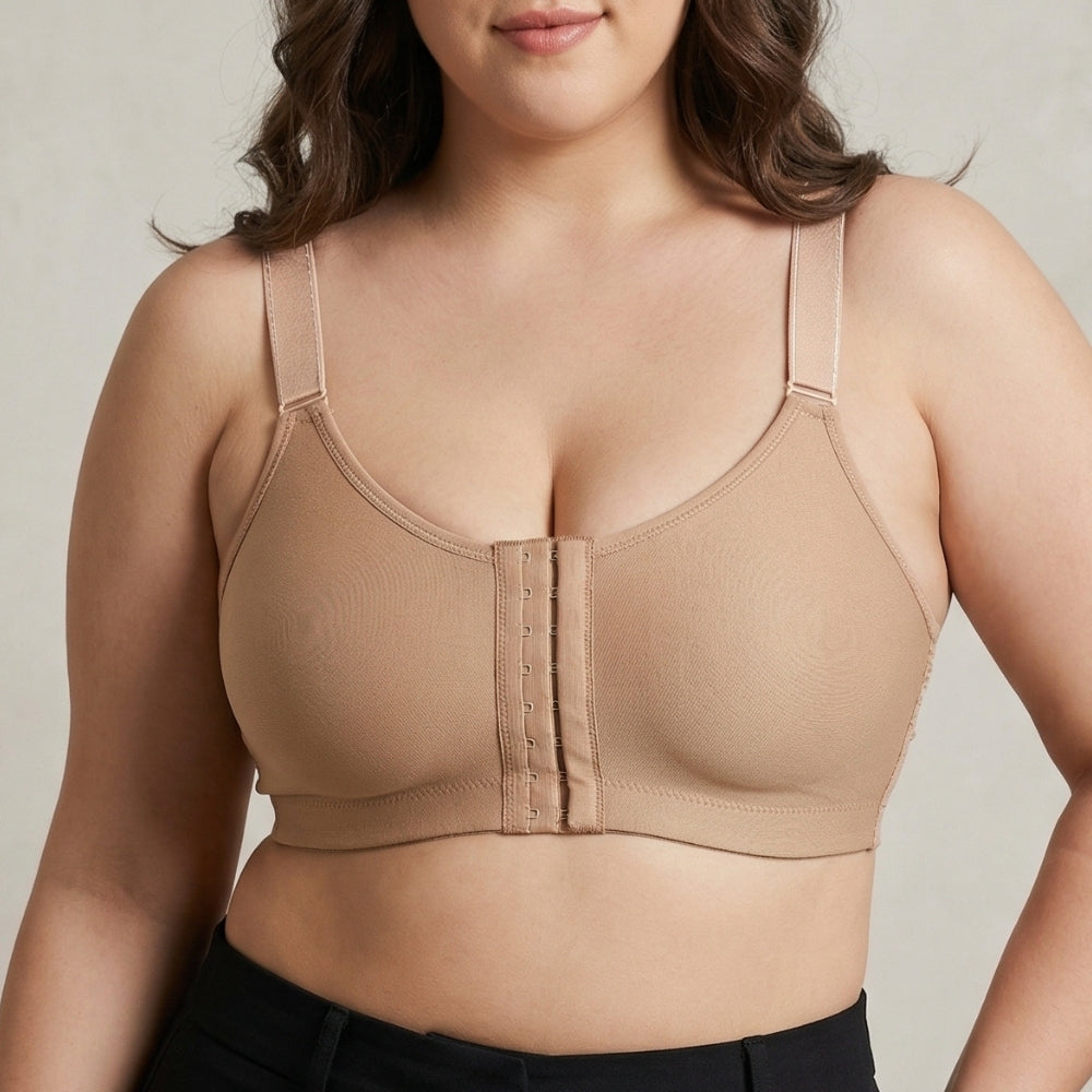 Posture Correction Bra for Women | Breathable Spacer Fabric Cups | Back Support Mesh | Wireless Full Coverage Bra | Daily Wear Comfort Bra for All-Day Support | Nude