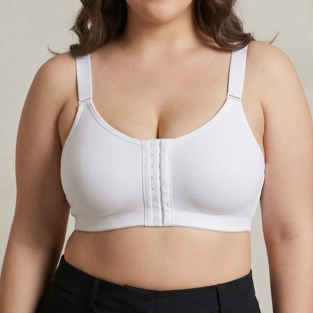 Posture Correction Bra for Women | Breathable Spacer Fabric Cups | Back Support Mesh | Wireless Full Coverage Bra | Daily Wear Comfort Bra for All-Day Support | White