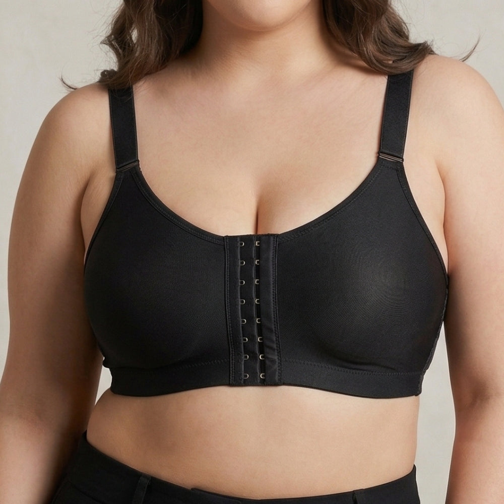 Posture Correction Bra for Women | Breathable Spacer Fabric Cups | Back Support Mesh | Wireless Full Coverage Bra | Daily Wear Comfort Bra for All-Day Support | Black