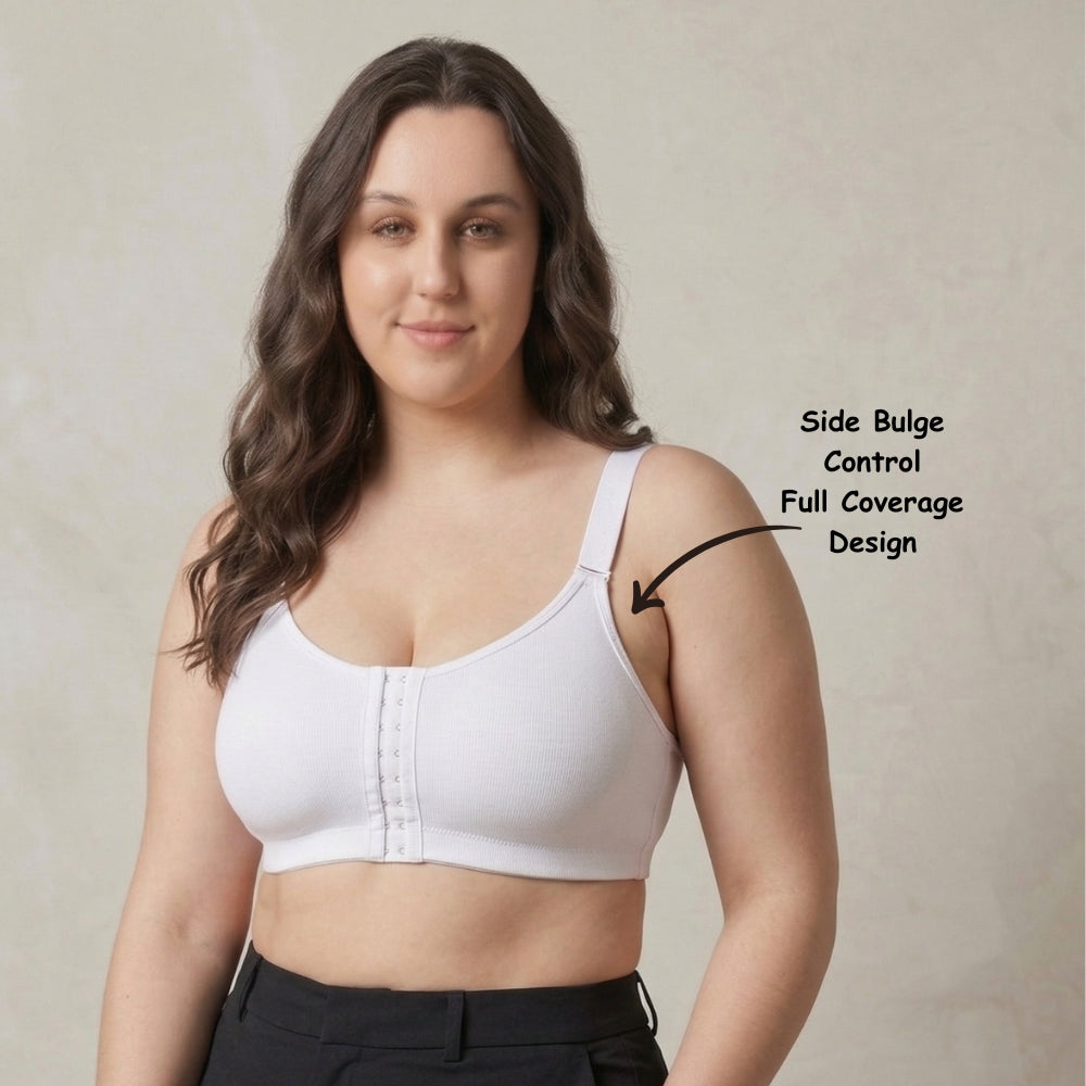 Posture Correction Bra for Women | Breathable Spacer Fabric Cups | Back Support Mesh | Wireless Full Coverage Bra | Daily Wear Comfort Bra for All-Day Support | White