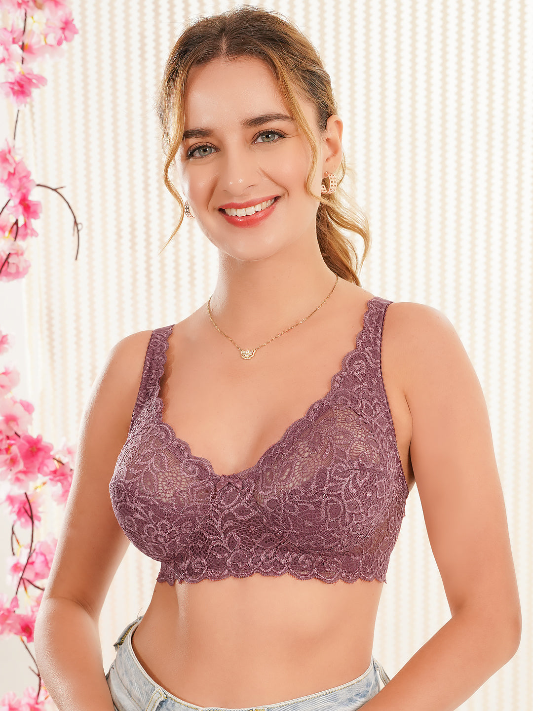 Women Full Coverage Non-Padded Bralette Bra Fawn